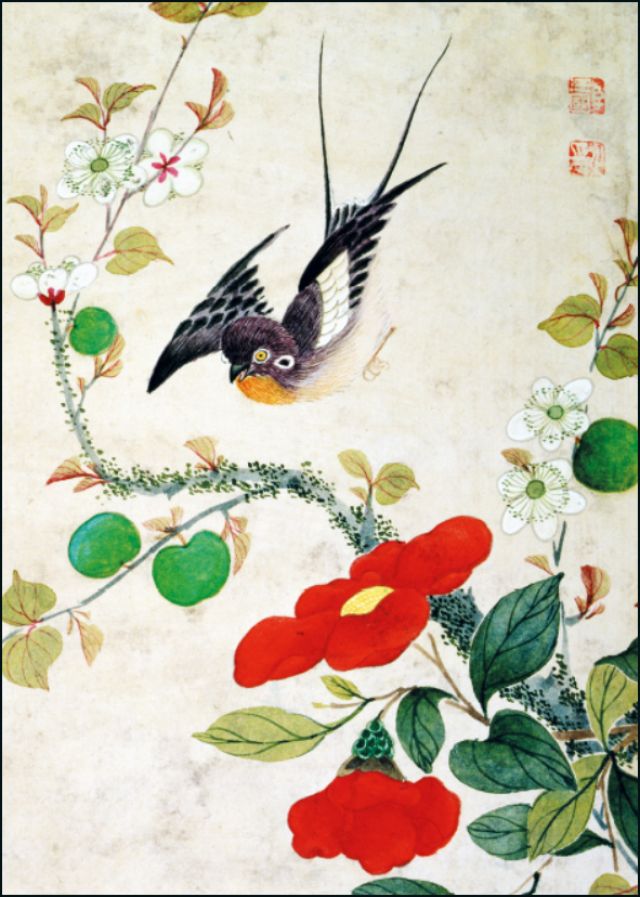Vogels en fruit, Guochen Wang