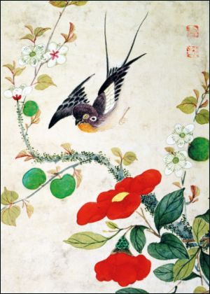 Vogels en fruit, Guochen Wang