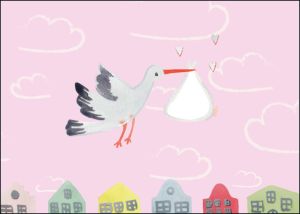 Ooievaar met baby (meisje), Joelle Wehkamp