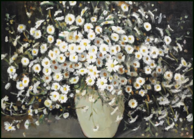 Margrieten in witte vaas, Lucie van Dam van Isselt