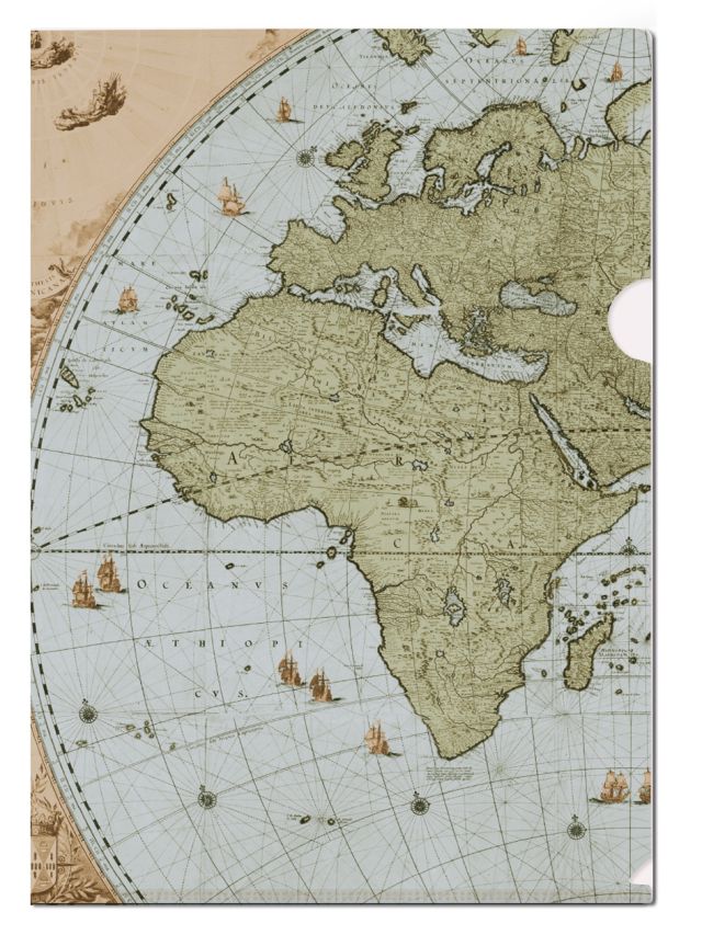 L-mapje A4 formaat: Wandkaart van de wereld door Joan Blaeu, Het Scheepvaartmuseum