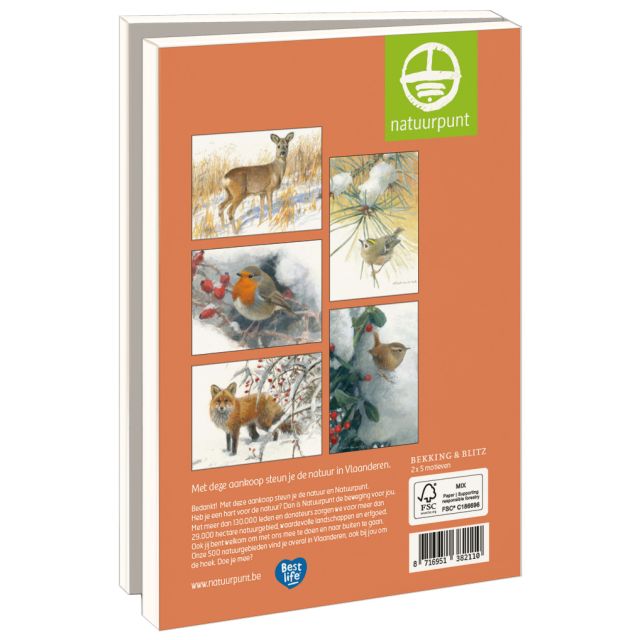 Kaartenmapje met env, groot: Winterdieren, Elwin van der Kolk, Natuurpunt