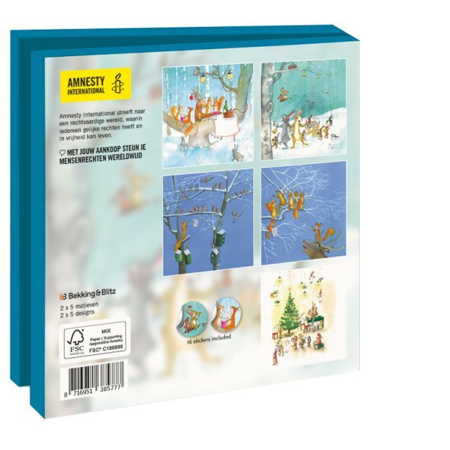 Kaartenmapje met env, vierkant: Happy Seasons, Martine van Nieuwenhuizen, Amnesty