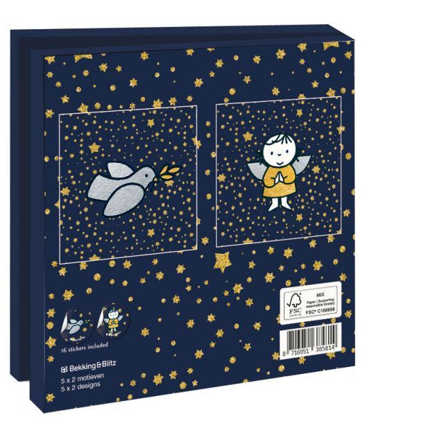 Kaartenmapje met env, vierkant: Vredesduif en Engel, Dick Bruna