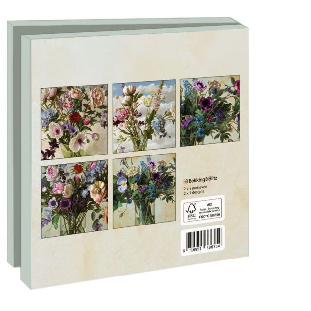 Kaartenmapje met env, vierkant: Bloemen, Kenne Gregoire