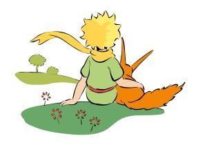 Hugs the fox sitting on the grass, The Little Prince