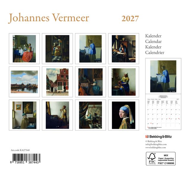 Vermeer mini maandkalender 2027