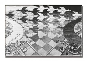 Koelkastmagneet: Day and Night, M.C. Escher