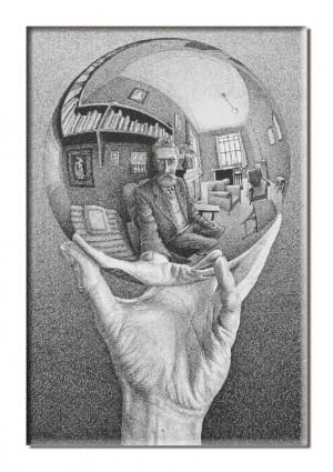 Koelkastmagneet: Hand with Reflecting Sphere, M.C. Escher