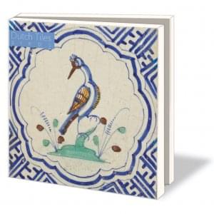 Kaartenmapje met env, vierkant: Birds, Dutch Tiles, Het Nederlands Tegelmuseum