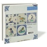 Kaartenmapje met env, vierkant: Birds, Dutch Tiles, Het Nederlands Tegelmuseum