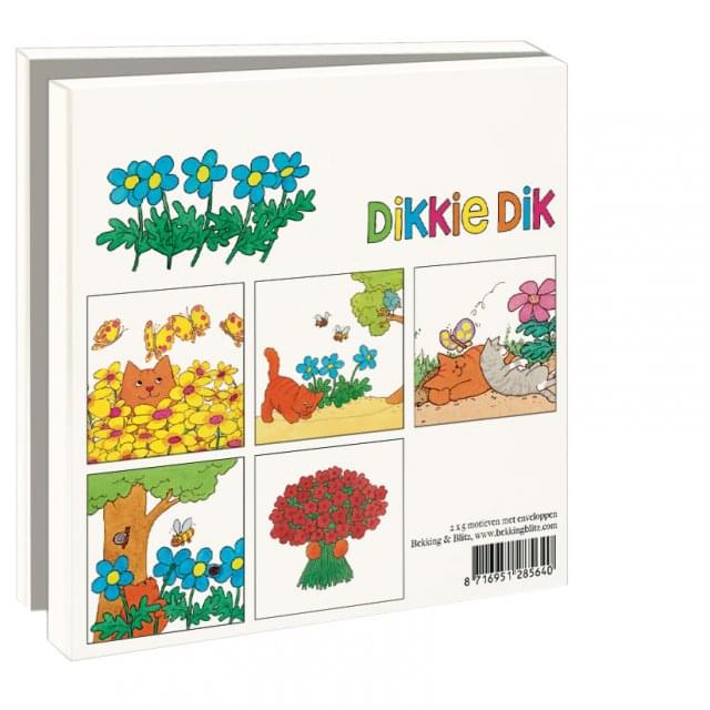 Kaartenmapje met env, vierkant: Bloemen, Dikkie Dik