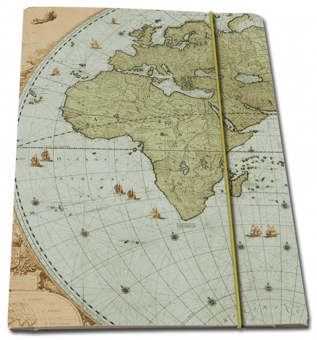 Portfoliomap A4: Wandkaart van de wereld door Joan Blaeu, Het Scheepvaartmuseum