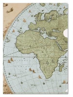 L-mapje A4 formaat: Wandkaart van de wereld door Joan Blaeu, Het Scheepvaartmuseum
