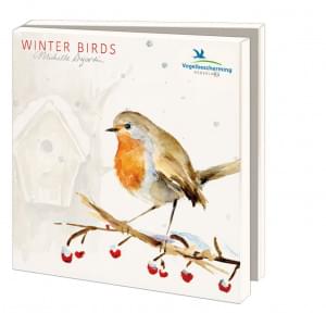 Kaartenmapje met env, vierkant: Winter Birds, Michelle Dujardin, Vogelbescherming