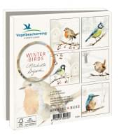 Kaartenmapje met env, vierkant: Winter Birds, Michelle Dujardin, Vogelbescherming