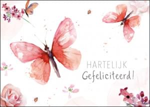 Hartelijk gefeliciteerd! (pink butterfly/roze vlindertje), Michelle Dujardin