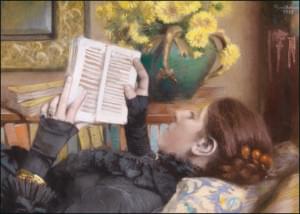 De vrouw van de kunstenaar, lezend, Albert Bartholomé