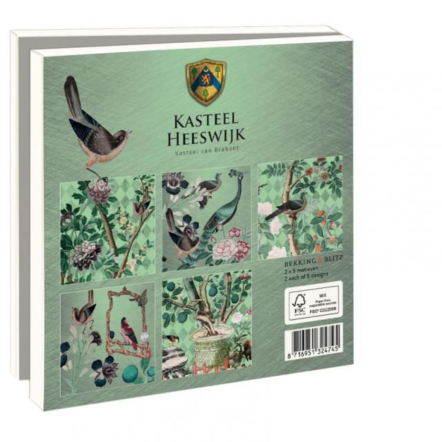 Kaartenmapje met env, vierkant: Vogels, Kasteel Heeswijk