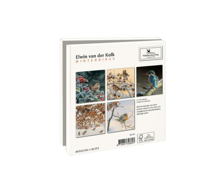 Kaartenmapje met env, vierkant: Winterbirds, Elwin van der Kolk, Vogelbescherming