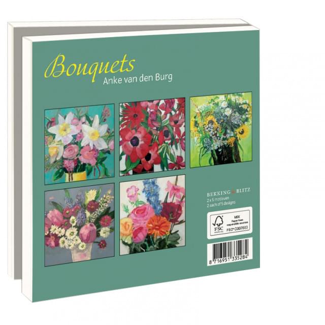 Kaartenmapje met env, vierkant: Bouquets, Anke van den Burg