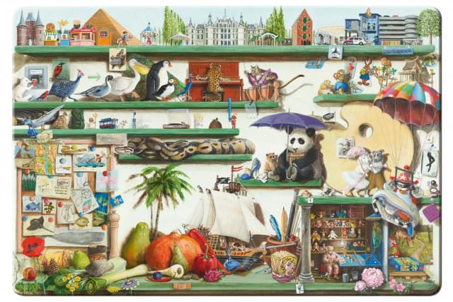 Placemat: O.a. dieren op planken (alfabet), Charlotte Dematons