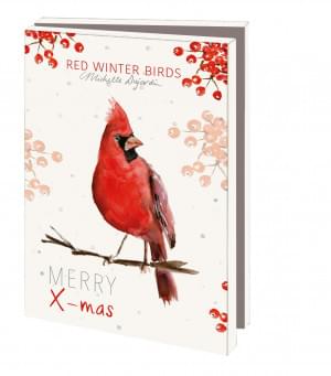 Kaartenmapje met env, klein: Red winter birds, Michelle Dujardin