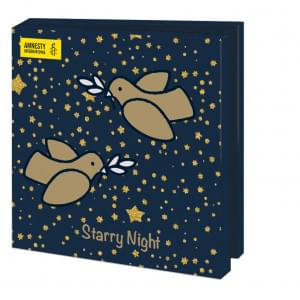 Kaartenmapje met env, vierkant: Starry Night, Vredesduif, Dick Bruna, Amnesty International