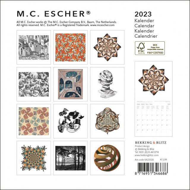 M.C. Escher mini maandkalender 2023