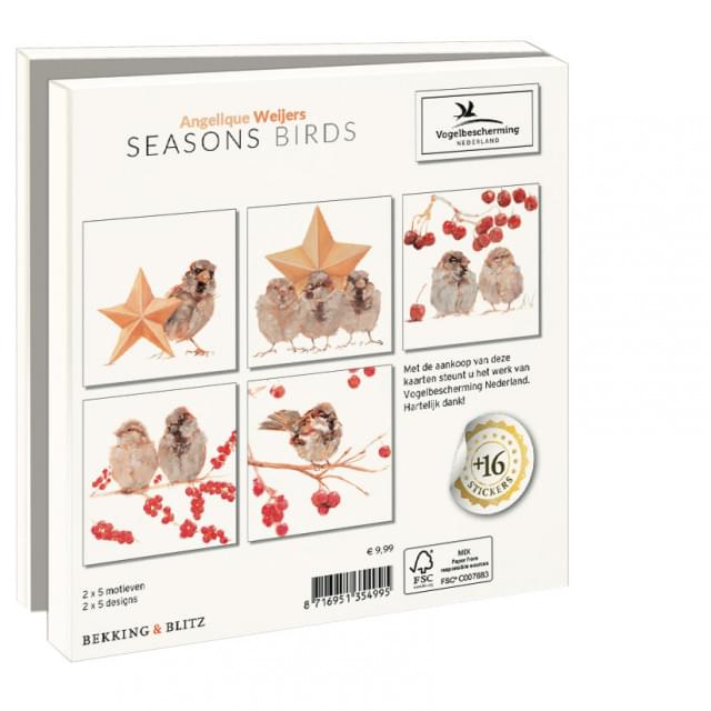 Kaartenmapje met env, vierkant: Seasons brids, Angelique Weijers, Vogelbescherming