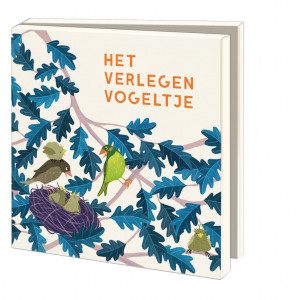 Kaartenmapje met env, vierkant: Het verlegen vogeltje, Liset Celie