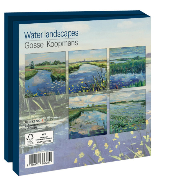 Kaartenmapje met env, vierkant: Water landscapes, Gosse Koopmans