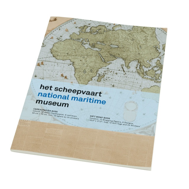 Cadeaupapier: Wandkaart van de wereld door Joan Blaeu, Het Scheepvaartmuseum
