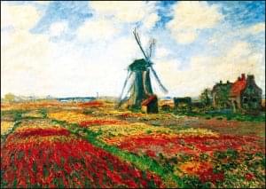 Tulip field with Mill in Holland, Claude Monet