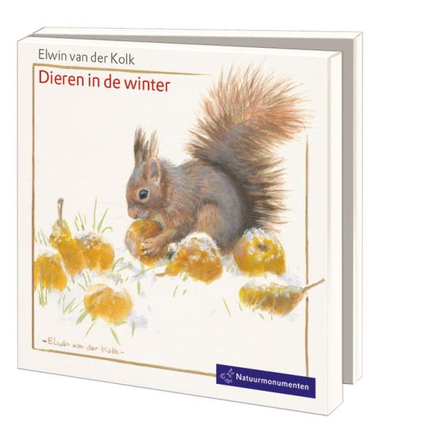 Kaartenmapje met env, vierkant: Dieren in de winter, Elwin van der Kolk, Natuurmonumenten