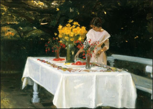 Preparing the table, Michael Ancher