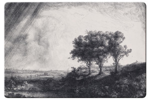 Placemat: De drie bomen, Rembrandt van Rijn, Museum Het Rembrandthuis