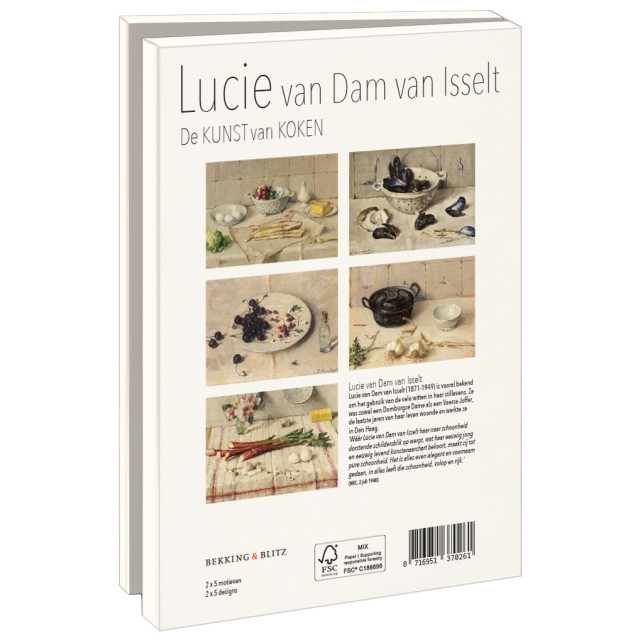Kaartenmapje met env, groot: De kunst van koken, Lucie van Dam van Isselt
