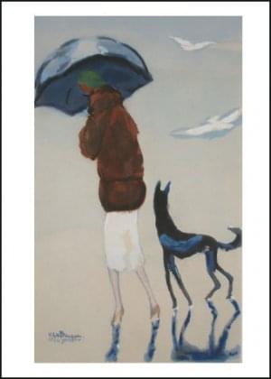 Woman with a Dog Walking on the Beach, Kees van Dongen