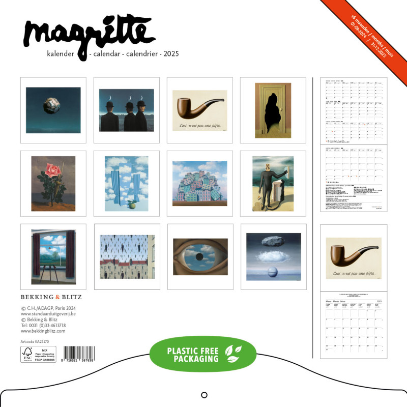 Buy Magritte monthly calendar 2025 Bekking & Blitz