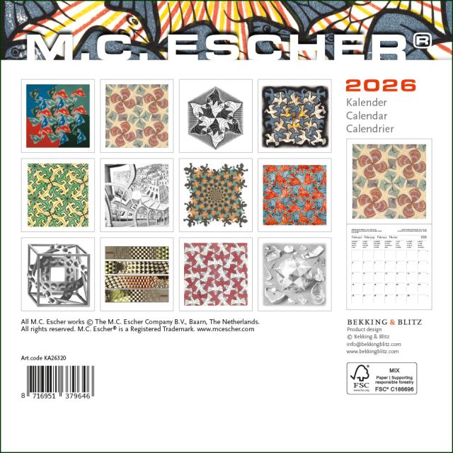 M.C. Escher mini maandkalender 2026