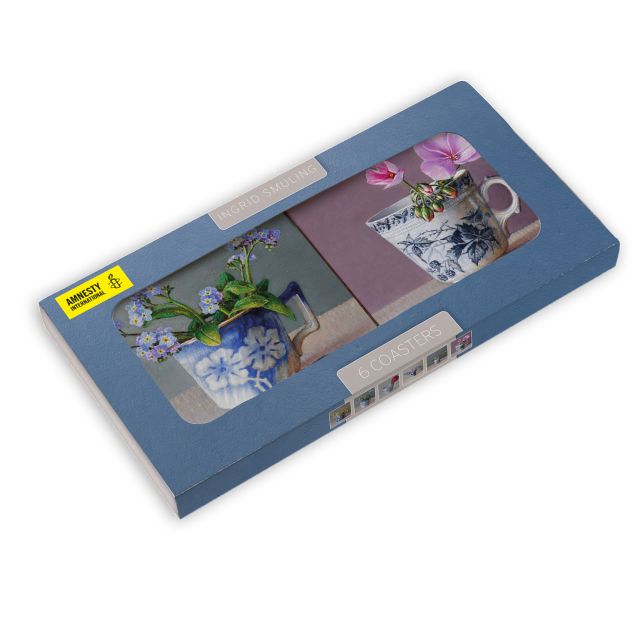 Onderzetters: Helleborus in bruine kom, Ingrid Smuling, Amnesty International