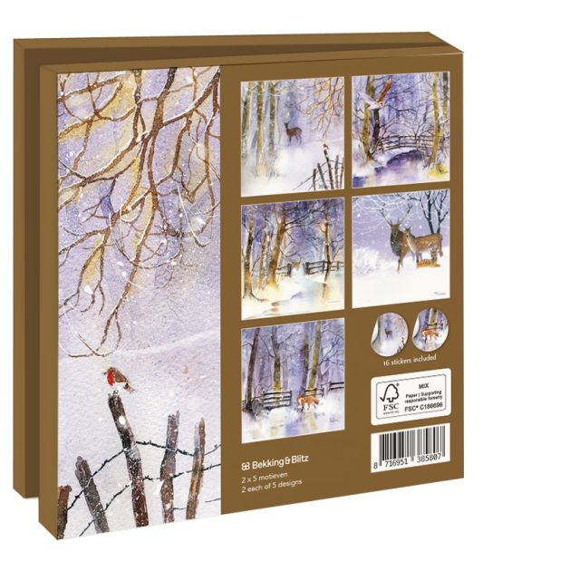 Kaartenmapje met env, vierkant: Snowy Forest, Rachel McNaughton