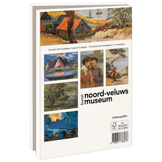 Kaartenmapje met env, groot: Kunstenaarsdorp, Nida, Noord-Veluws Museum