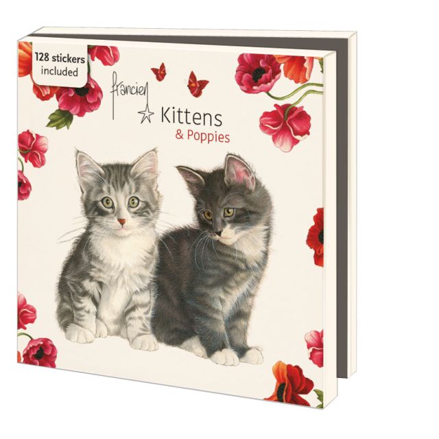 Kaartenmapje met env, vierkant: Kittens & Poppies