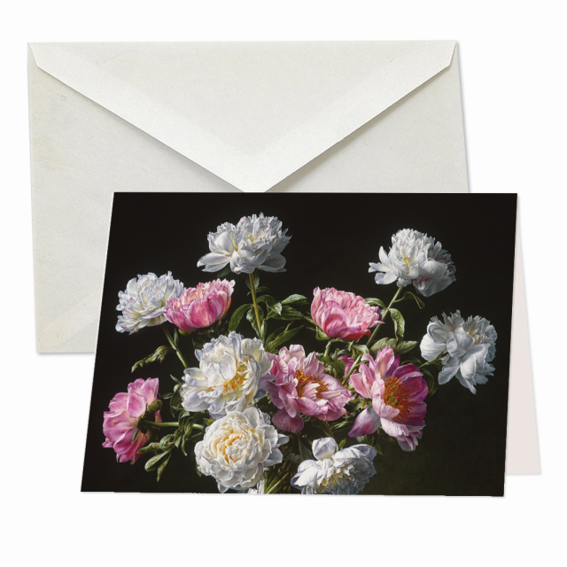 Bloemstilleven met witte en Coral Sunset,Henriëtte & Roman Reisinger