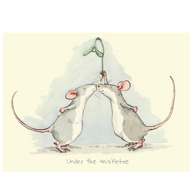 Under the mistletoe Chrismas card