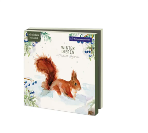 Kaartenmapje met env, vierkant: Winter Dieren, Michelle Dujardin, Natuurmonumenten