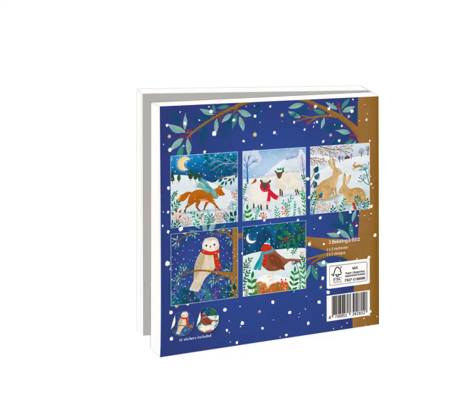 Kaartenmapje met env, vierkant: Animals in the snow, Faye Buckingham