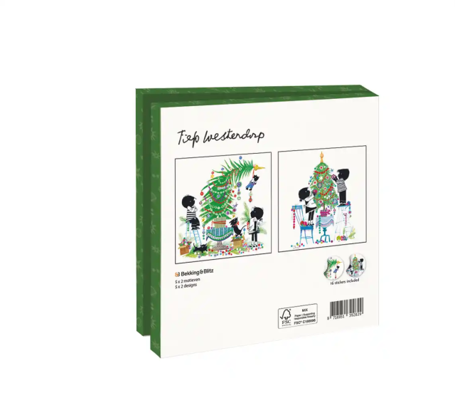 Kaartenmapje met env, vierkant: Kerst, Jip en Janneke, Fiep Westendorp